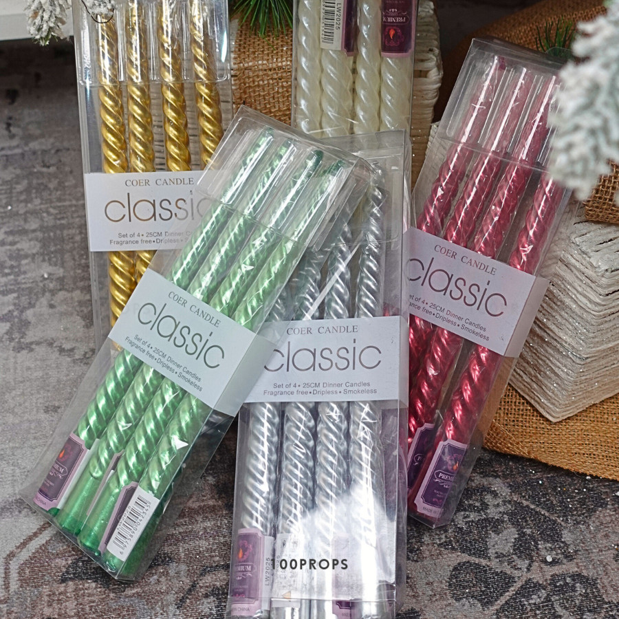 Espiral Taper Candle Set of 4 | Refill Lilin Dekorasi isi 4pcs 