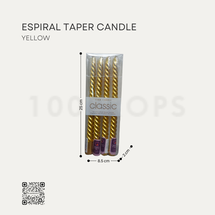 Espiral Taper Candle Set of 4 | Refill Lilin Dekorasi isi 4pcs 