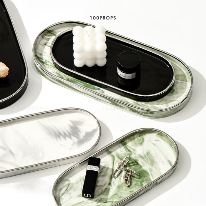 Keyla Marble Tray Ceramic Organizer 