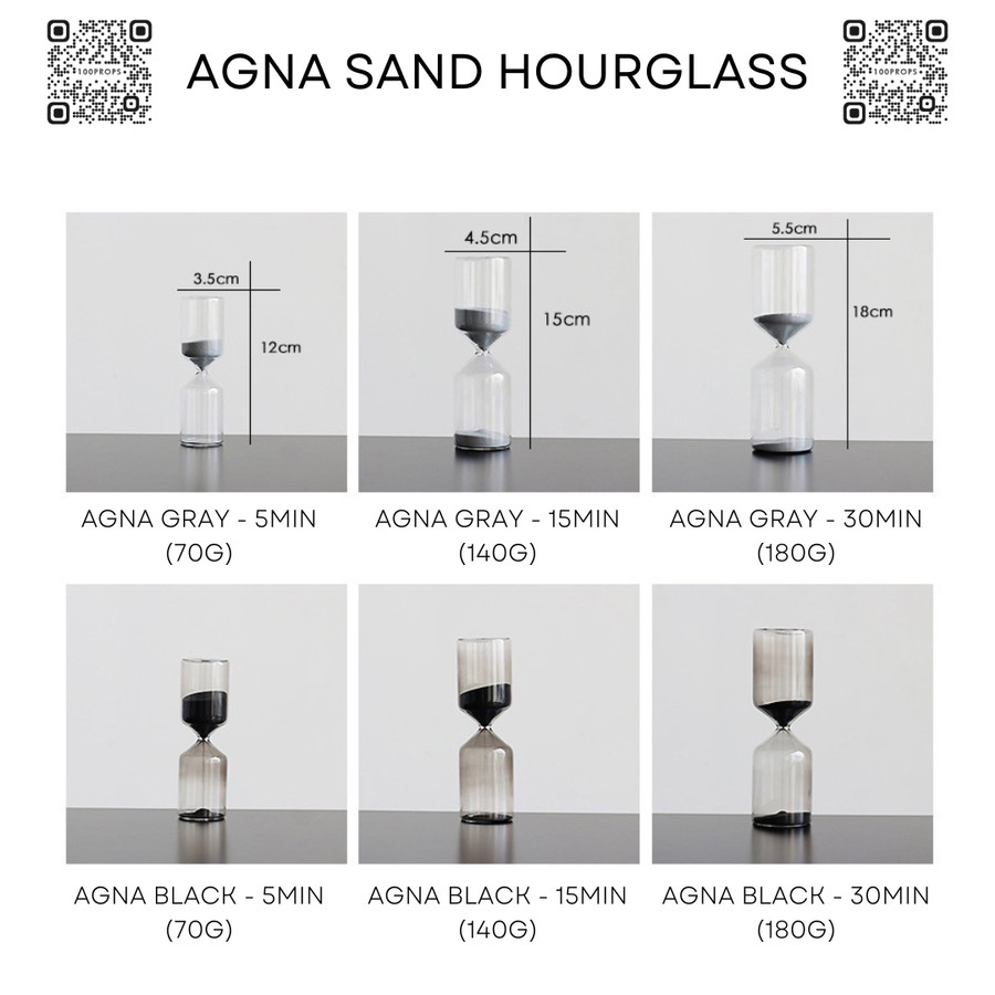 Agna Sand Hourglass | Jam Pasir Kaca Dekorasi Ruangan | Pajangan Meja