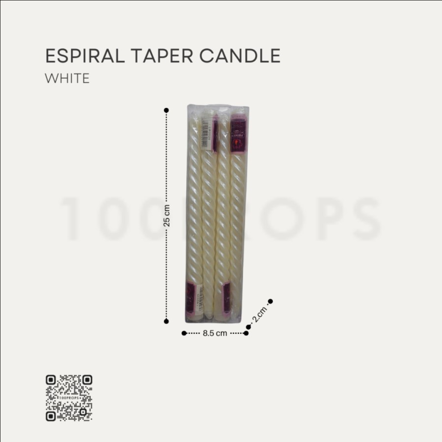 Espiral Taper Candle Set of 4 | Refill Lilin Dekorasi isi 4pcs 