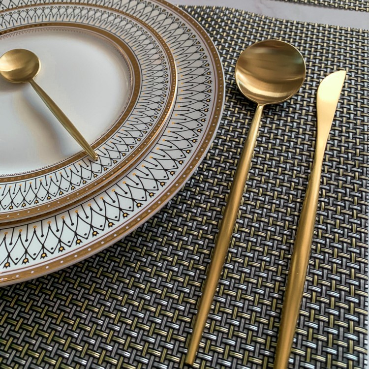 Set of 4 Gold Stainless Cutlery|Sendok Garpu Pisau|Spoon|Fork|Makan