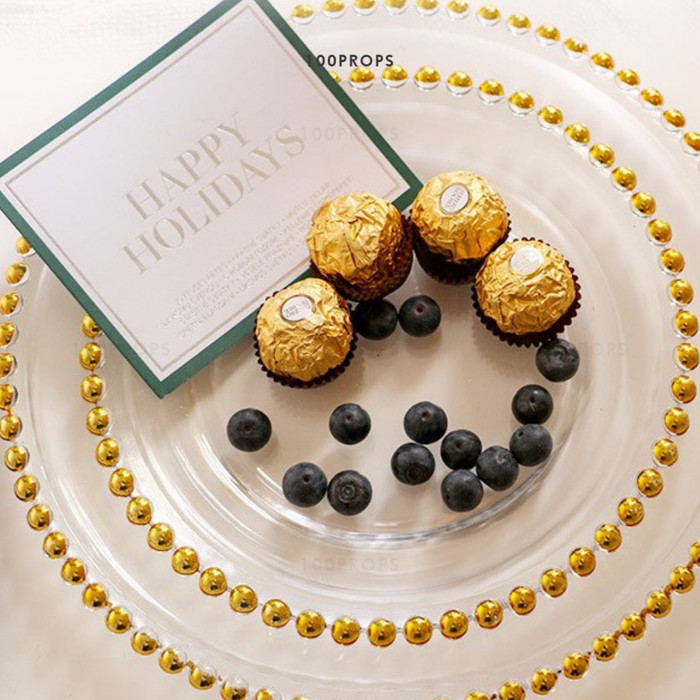 Gold Pearl Banquet Glass Plate