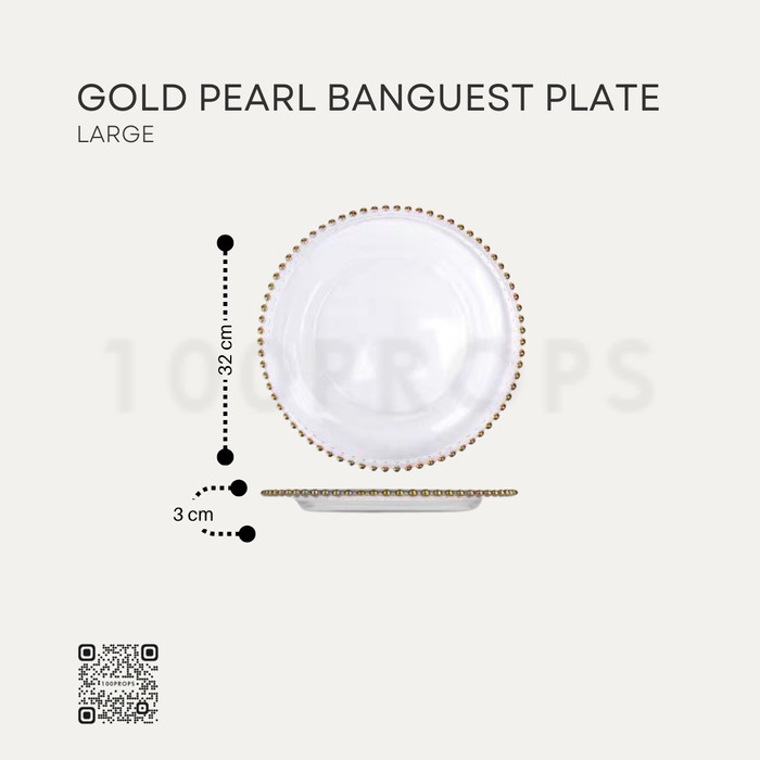Gold Pearl Banquet Glass Plate