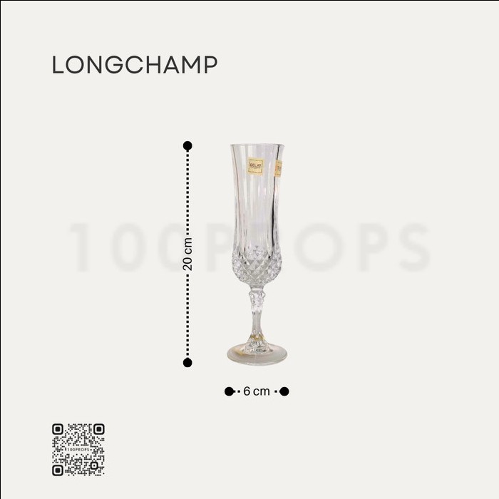 Long Champ Semi Crystal Champagne | Gelas Kristal | Gelas Pesta Cantik