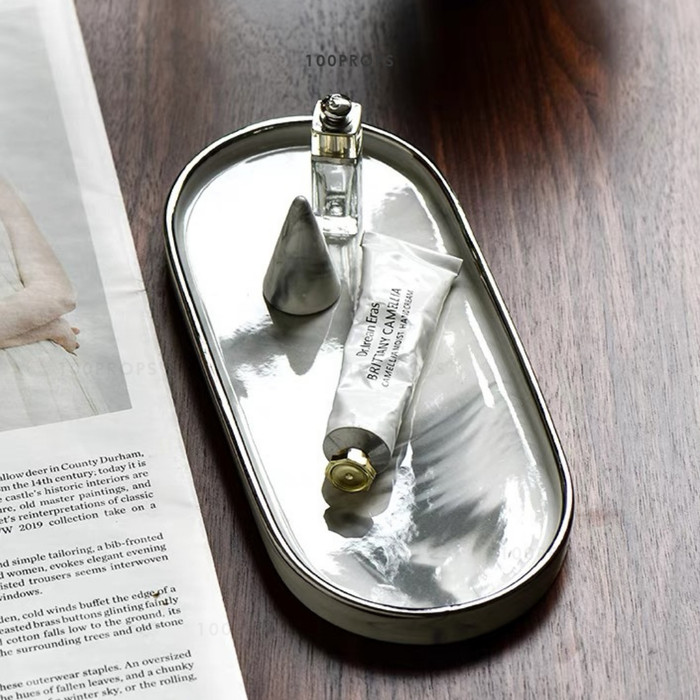 Keyla Marble Tray Ceramic Organizer 