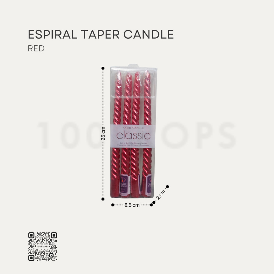 Espiral Taper Candle Set of 4 | Refill Lilin Dekorasi isi 4pcs 