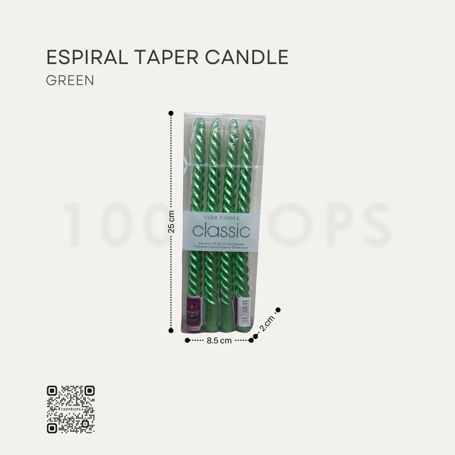 Espiral Taper Candle Set of 4 | Refill Lilin Dekorasi isi 4pcs 