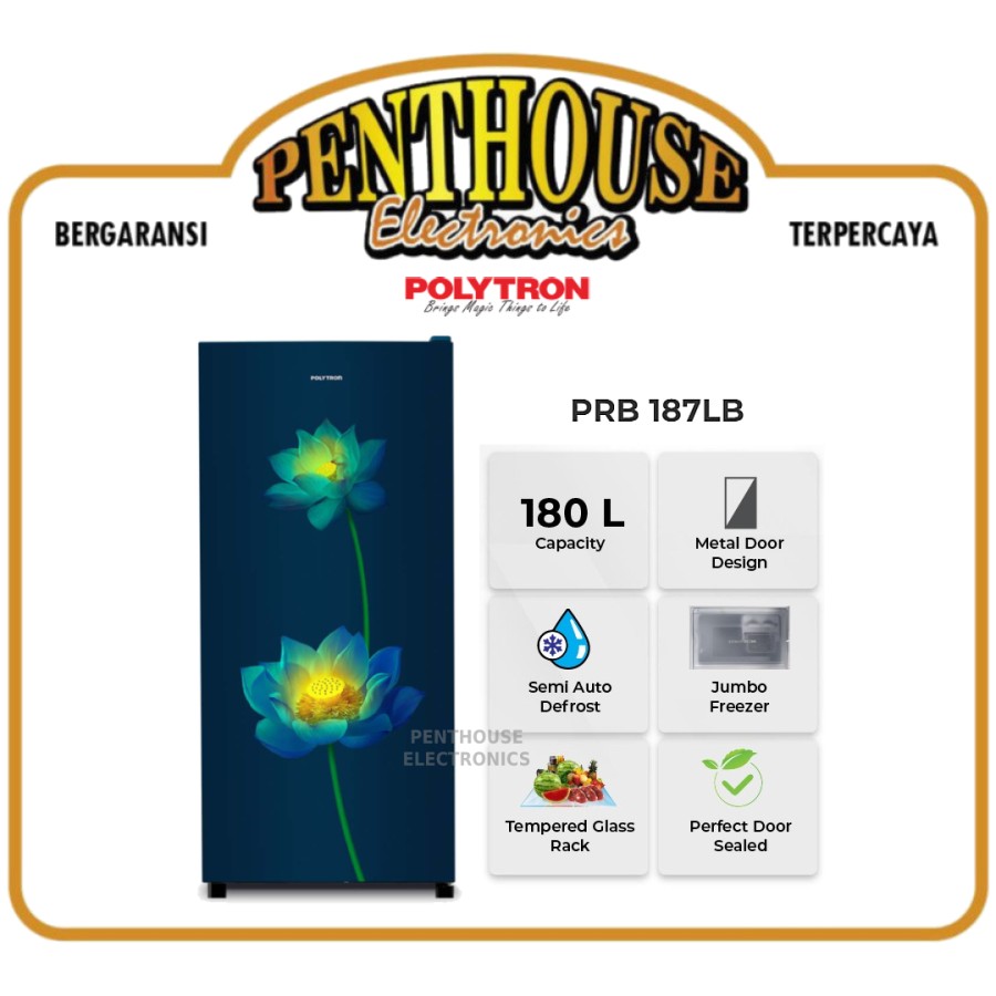 Polytron Kulkas 1 Pintu 180L PRB-187LB / PRB 187 LB 180 Liter