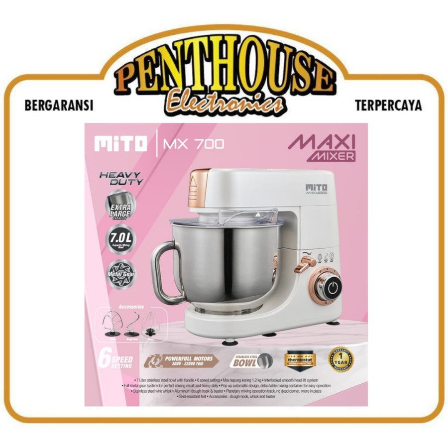 Mito Stand Mixer MX-700 / MX700 Stainless Bowl Mixer 7L