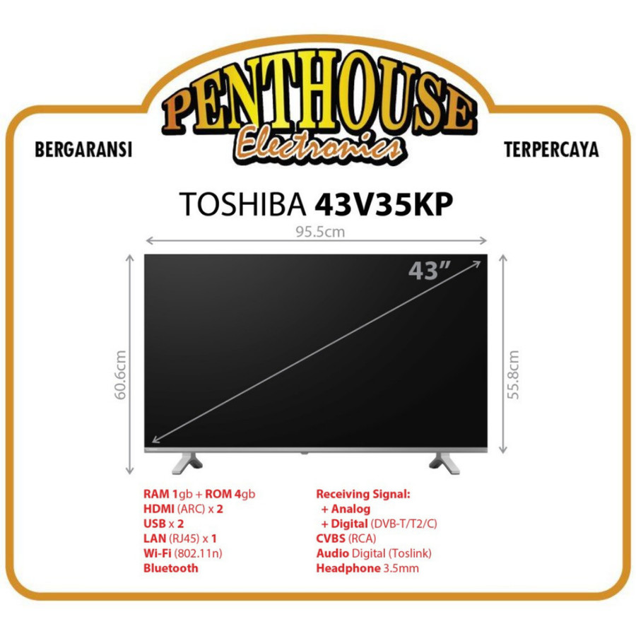 Toshiba LED TV 43 Inch 43V35KP SMART ANDROID 43V35P FHD