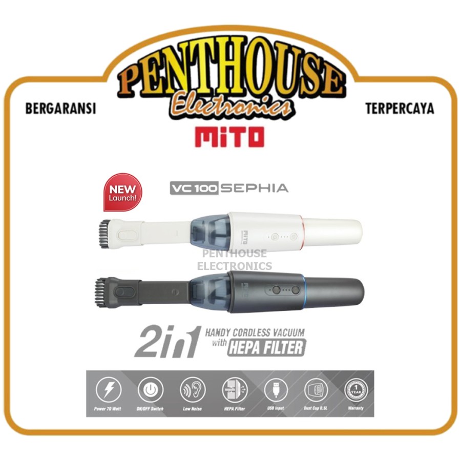 Mito Vacuum Cleaner VC 100 SEPHIA 2 In 1 Cordless Hepa Filter / VC100