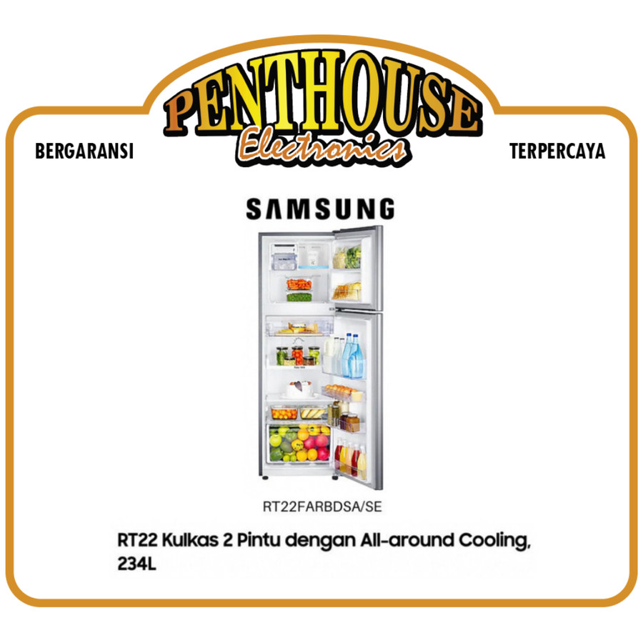 Samsung Kulkas 2 Pintu RT22FARBSA (SILVER) Digital Inverter 234L RT22