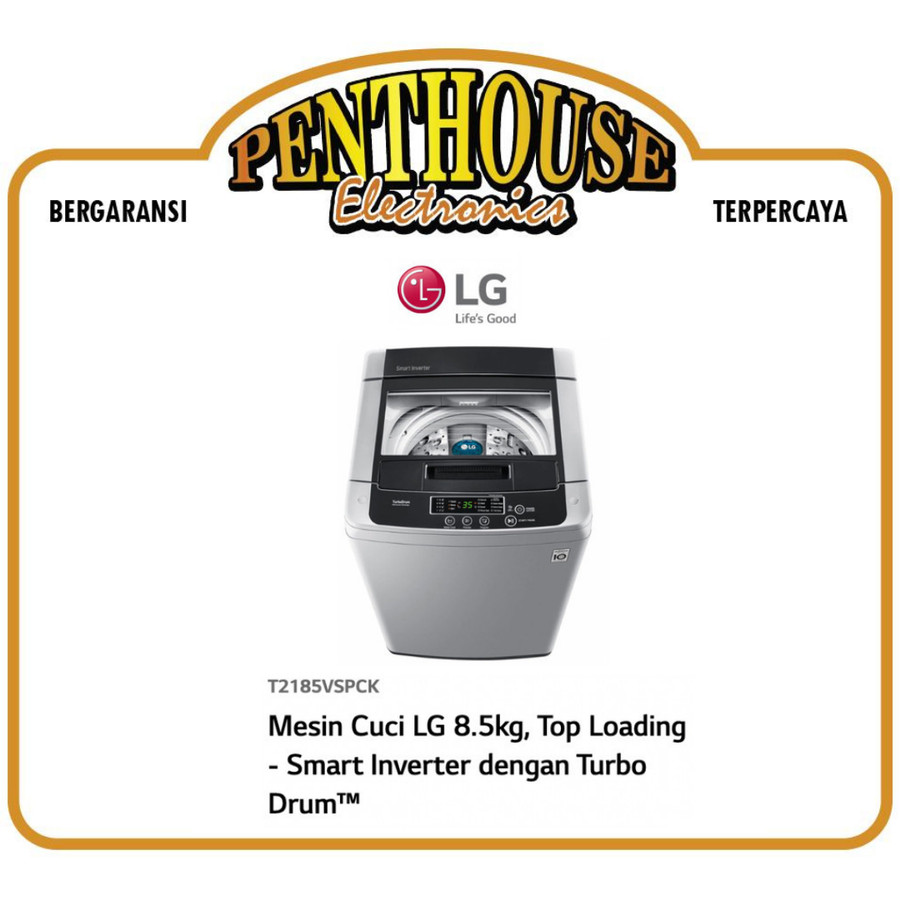 LG Mesin Cuci 1 Tabung 8.5KG T2185VSPCK / T 2185 VSPCK Smart Inverter