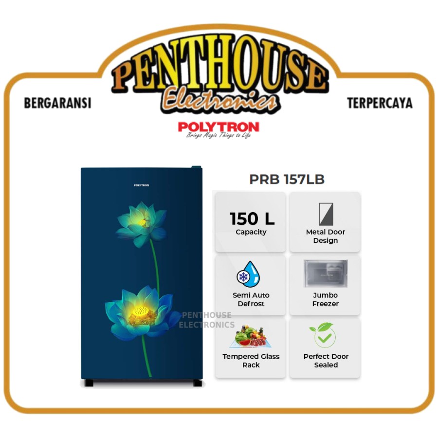 Polytron Kulkas 1 Pintu 150L PRB-157LB / PRB 157 LB 150 Liter