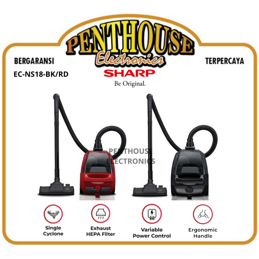 Sharp Bagless Vacuum Cleaner EC-NS18-BK/RD 450 Watt / Penyedot Debu