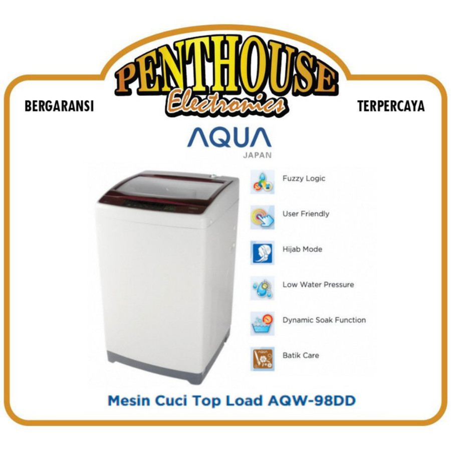 AQUA Mesin Cuci Top Loading 1 Tabung 9KG AQW-98DD / AQW 98 DD