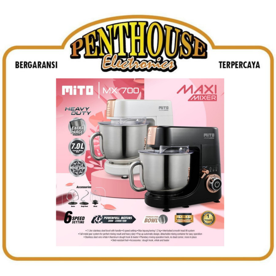 Mito Stand Mixer MX-700 / MX700 Stainless Bowl Mixer 7L