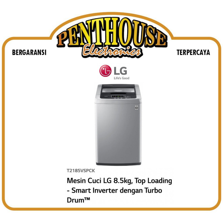 LG Mesin Cuci 1 Tabung 8.5KG T2185VSPCK / T 2185 VSPCK Smart Inverter