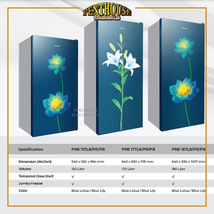 Polytron Kulkas 1 Pintu 180L PRB-187LB / PRB 187 LB 180 Liter