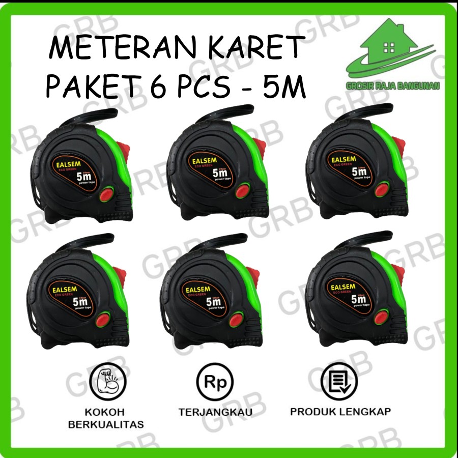 Meteran MURAH METERAN TUKANG sarung karet Grosir 3m 5m 7,5m-PAKET 6PCS