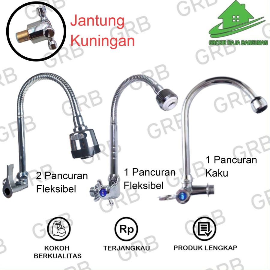 Kran Keran angsa flexible fleksibel cuci piring air JUMBO 2 PANCURAN