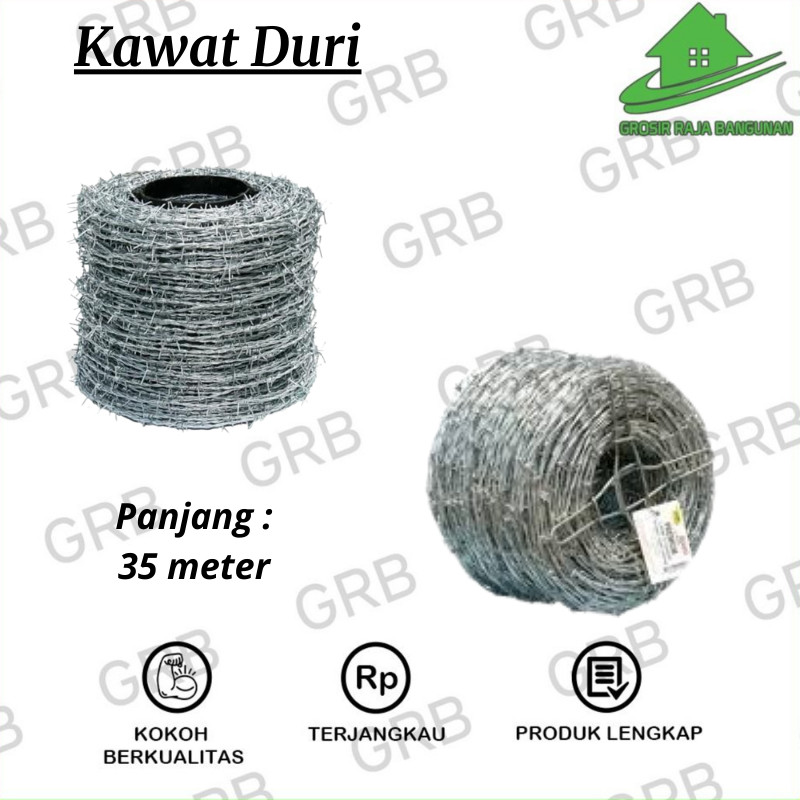 Kawat Duri Silet Galvanis Tebal 1Roll 35 Meter/Kawat Pagar/Kawat Pengaman Pagar&rumah,DLL