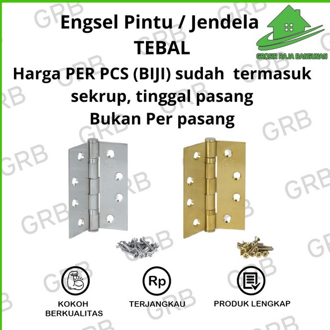 Engsel Pintu Jendela Tebal Stainless Gold 3 4" 5" TEBAL bukan Soligen