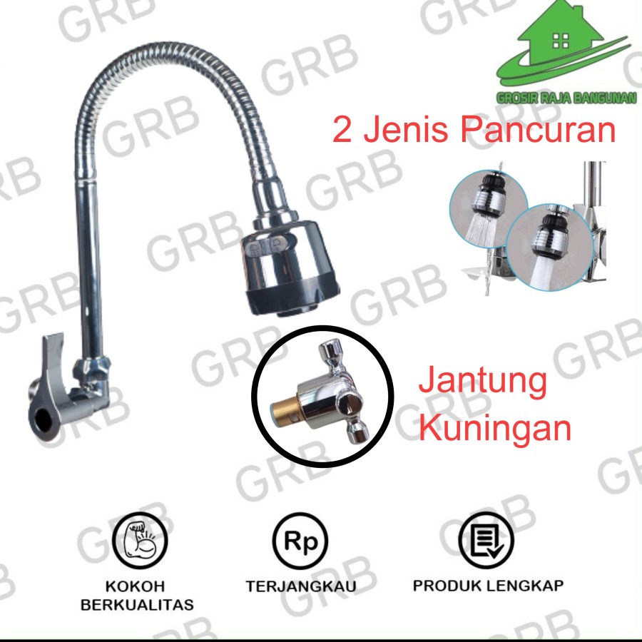 Kran Air Angsa Fleksib Kran Dapur Stanless Steel Chrome Kilat