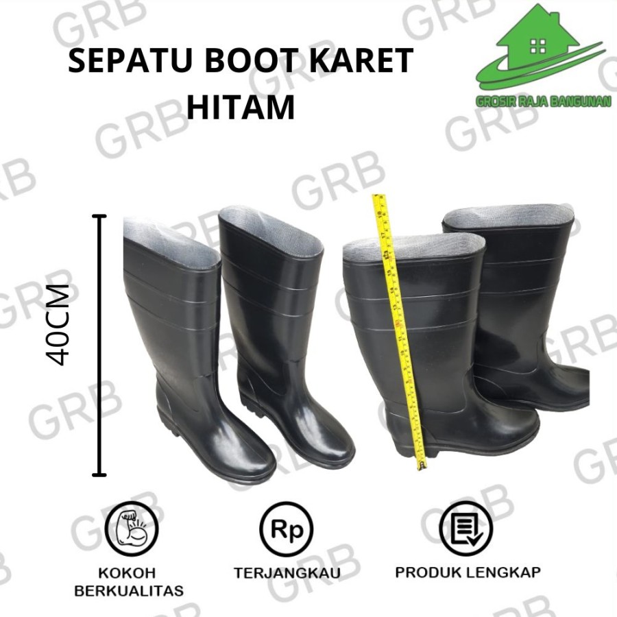 Sepatu Boot Tinggi Hitam APD Karet Bahan PVC Tinggi 40CM