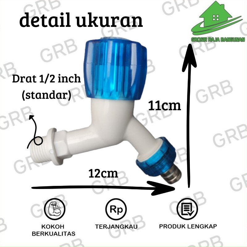 Kran Plastik TAMAN /Keran Air Taman JUMBO TRANSPARAN PVC 1/2 inch/Kran MINIMALIS Warna Warni