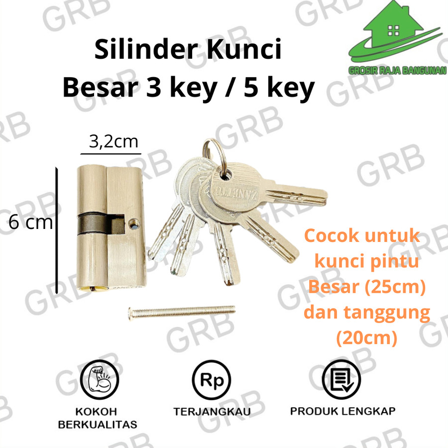 Silinder Kunci Pintu Besar Grosir 5 Key 3 Key
