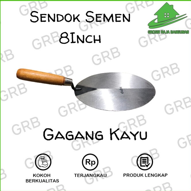 Sendok Semen Gagang Kayu 8Inch