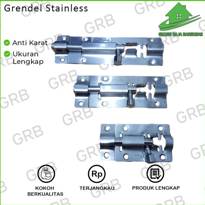 Grendel Stainles / Slot Stainless press / Slot Jendela pintu 2" 3" 4"
