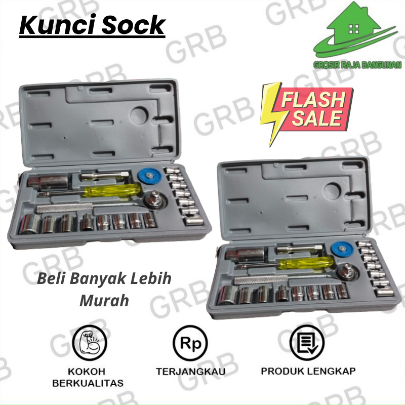 Kunci Sock Set 21 PCS/Kunci Shock Socket 4 mm-21 mm/Kunci Sok Set Alat Bengkel Mesin