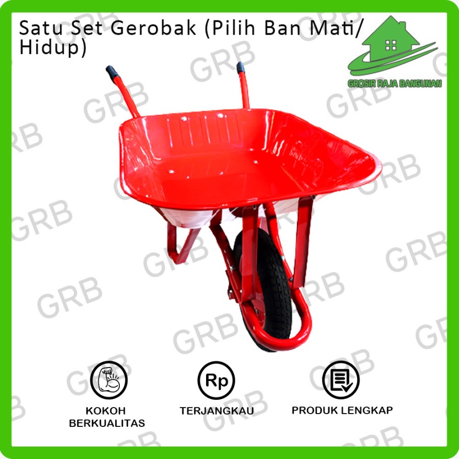 Gerobak pasir merah model artcho ban hidup BAN MATI SATU SET
