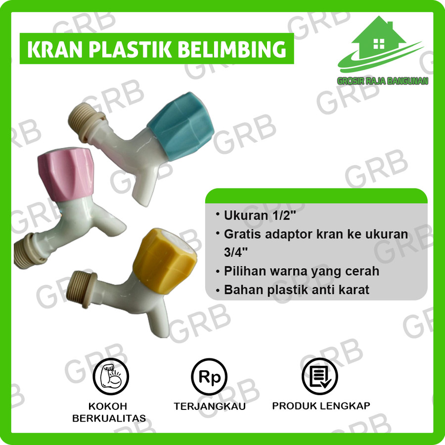 Kran Plastik Keran air PVC model Baling / Mahkota 1/2" Warna Warni