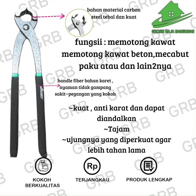 TANG KAKAK TUA GEGEP-MODEL TIPE TEBAL- TANG KAKAK TUA 9 INCH LAVON/TANG PERTUKANGAN PAKU