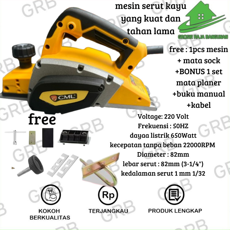 Mesin Serut Kayu Planer 650 Watt Elektrik/Electric Wood alat Planer pasah kayu