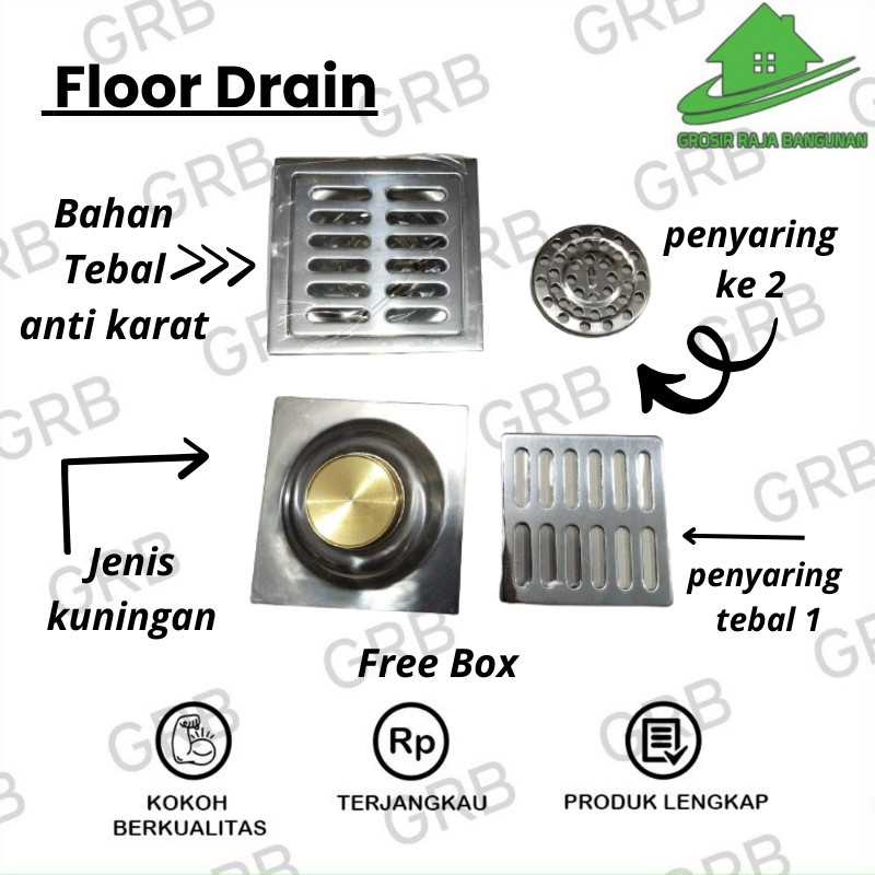 Floor Drain Saringan Got Kamar Mandi Kuningan Otomatis 4 inch tebal/tipis - Tebal
