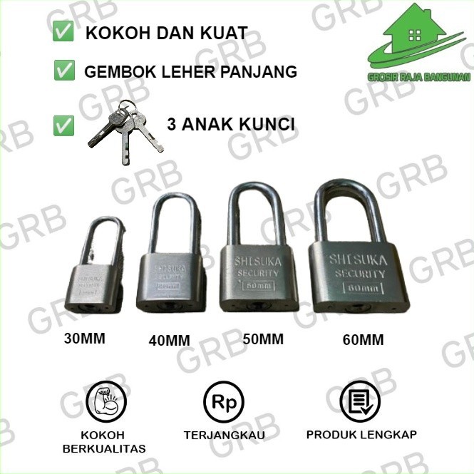 Gembok Pagar stainless kuat kokoh ekonomis 30mm 40mm 50mm 60mm