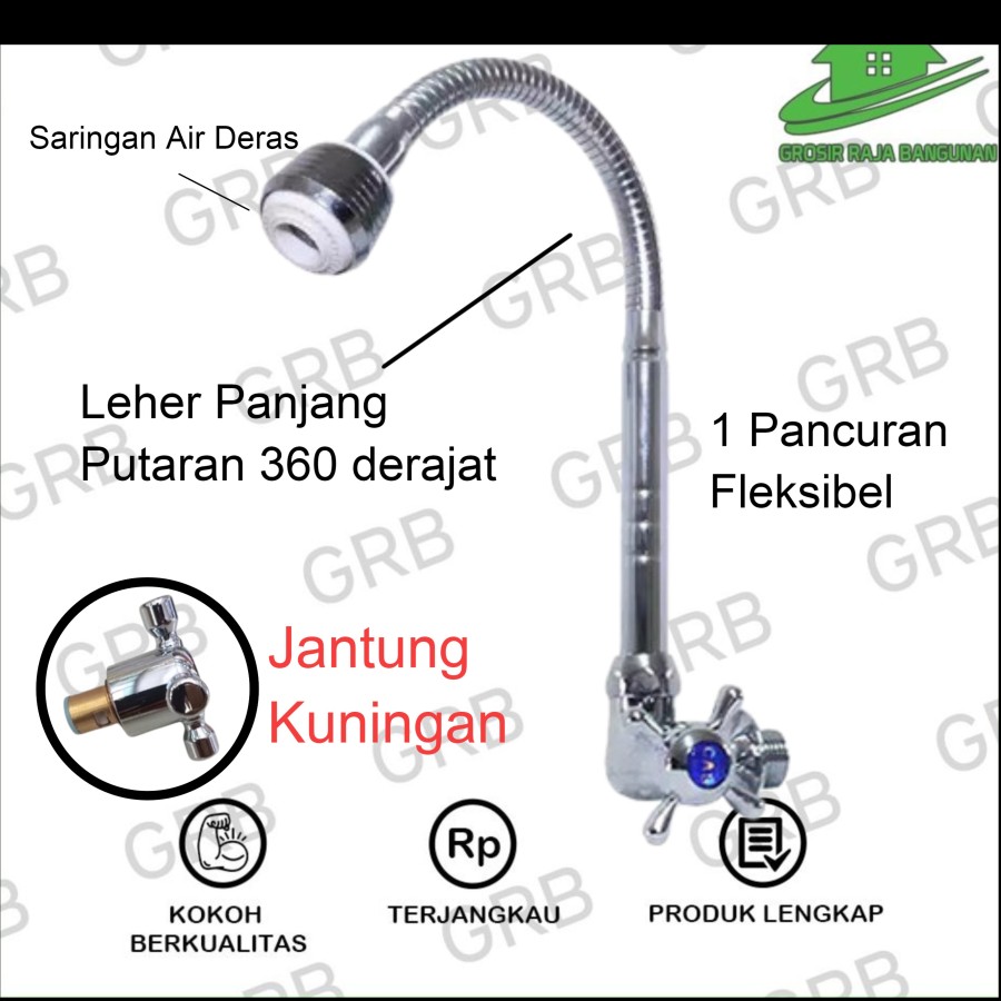 Kran angsa chrome gagang baling jumbo 1/2"