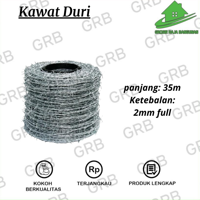 Kawat Duri Silet Galvanis Tebal 1Roll 35 Meter/Kawat Pagar/Kawat Pengaman Pagar&rumah,DLL