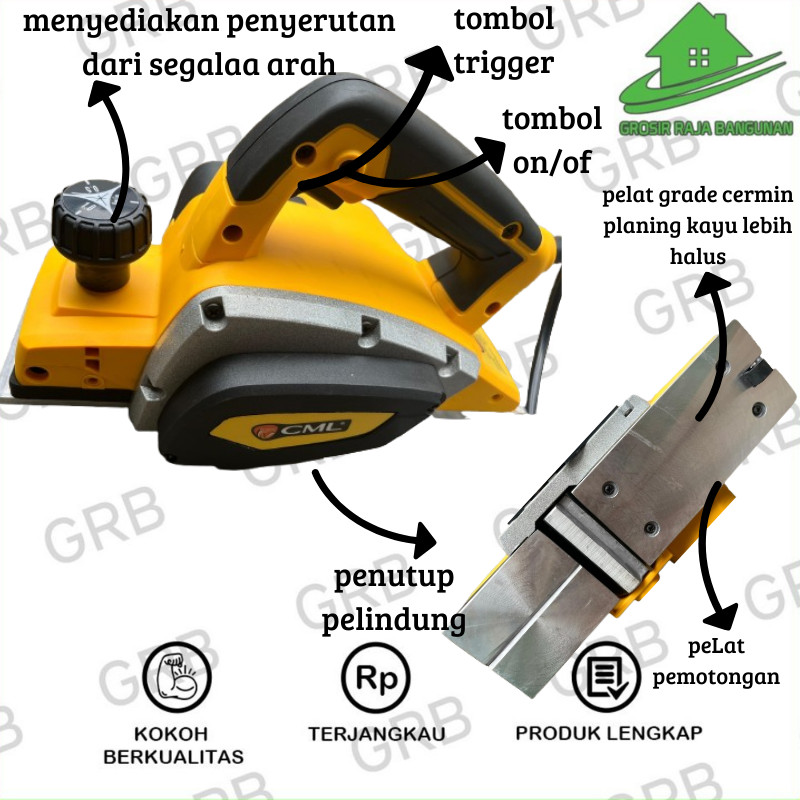 Mesin Serut Kayu Planer 650 Watt Elektrik/Electric Wood alat Planer pasah kayu