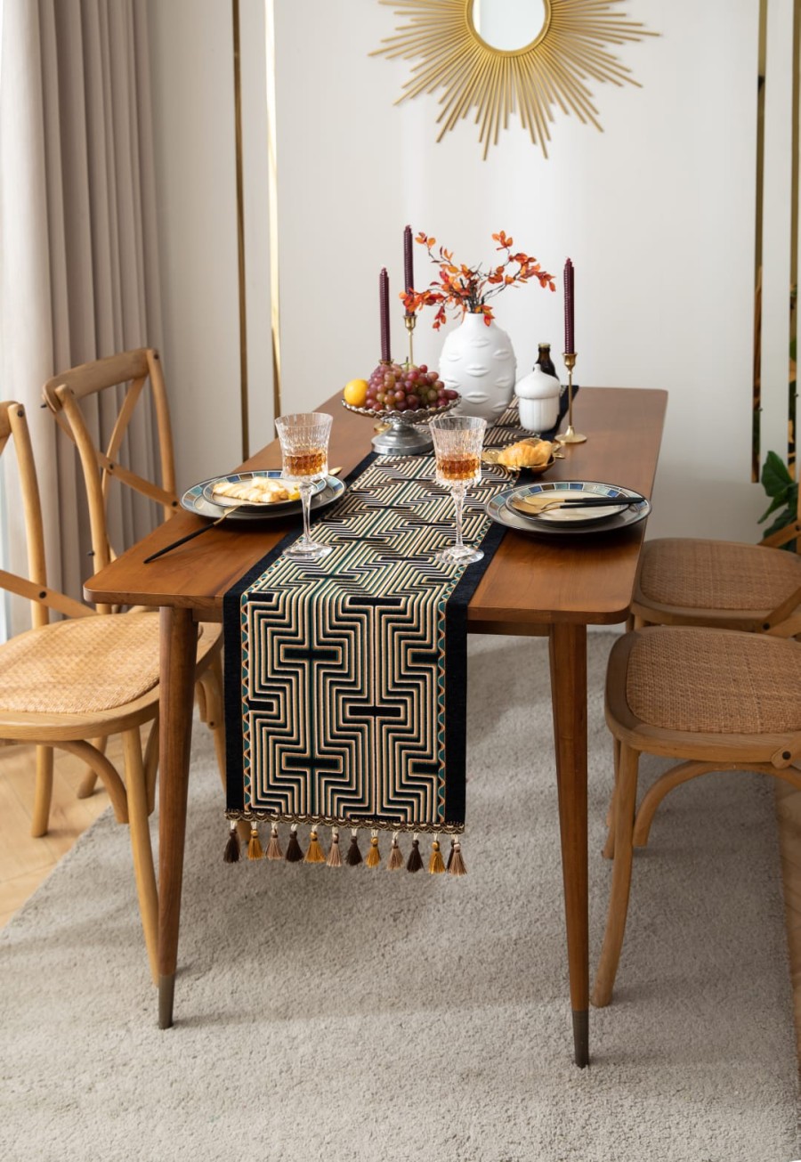 Table Runner Rajut Vintage Knitting Kuno Nordic Scandinavian 150 200