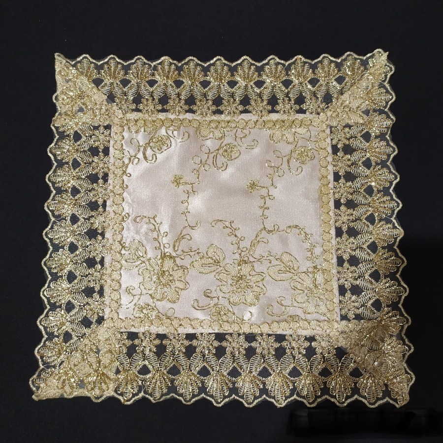 Taplak kecil segi mewah bordir impor sulam 30x30 cm