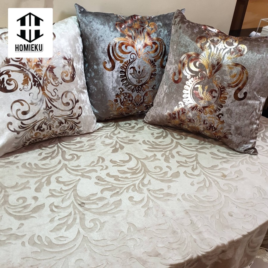 Sarung bantal kursi sofa set mewah impor 45x45 50x50 cm