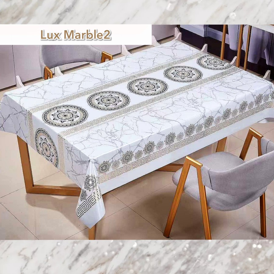 Taplak Meja Makan Minimalis Anti Air PVC Industrial Estetik Abu Abu