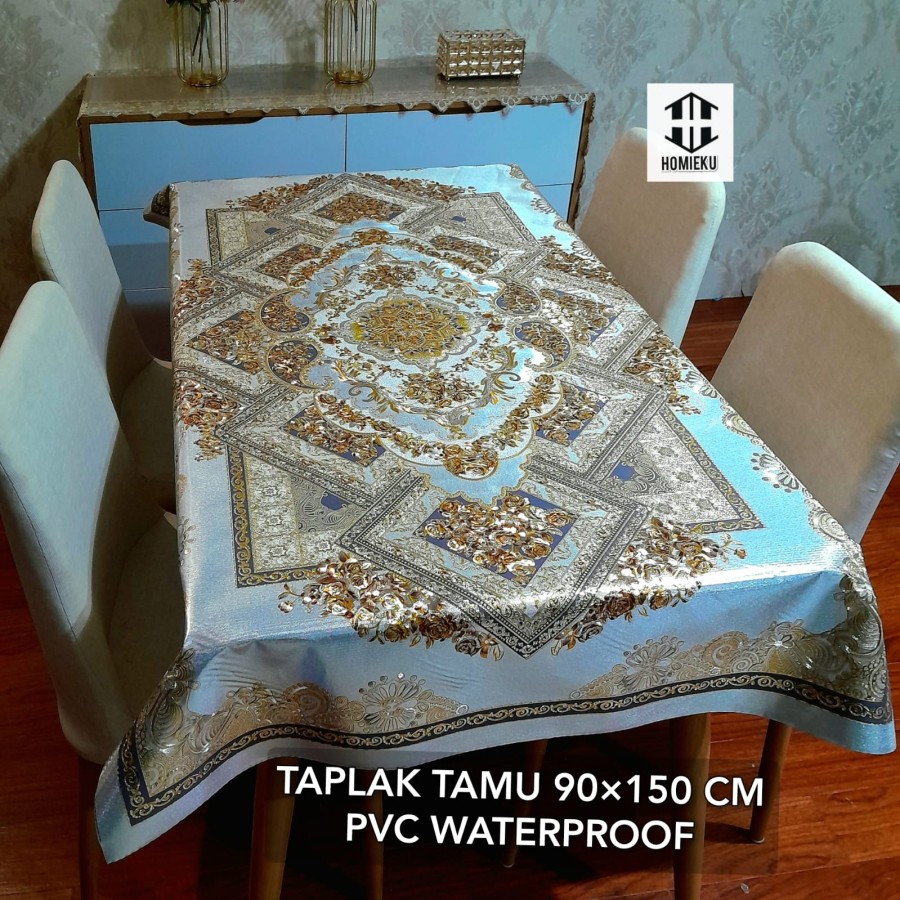 Taplak meja plastik antiair mewah besar makan mewah 90x150 cm 