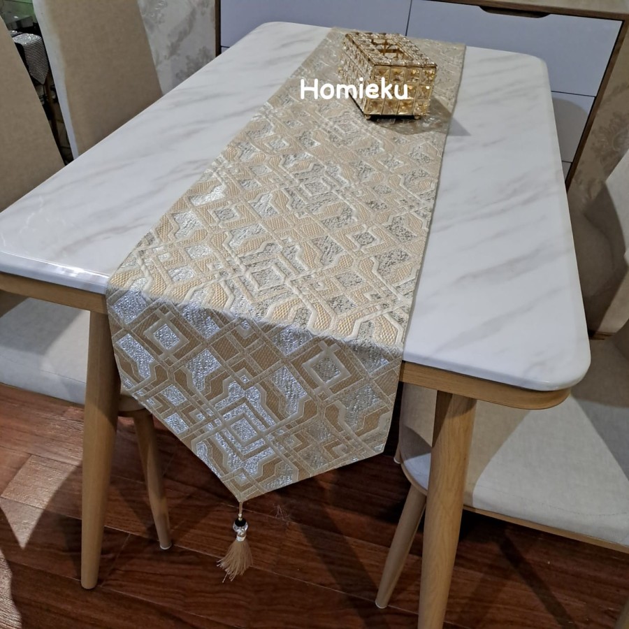 Table Runner Premium Aesthetic Panjang Mewah - Taplak Meja Tamu Panjang Mewah 150 210 250 300 cm